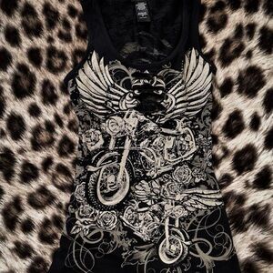 Edgy Black Graphic Tank Top